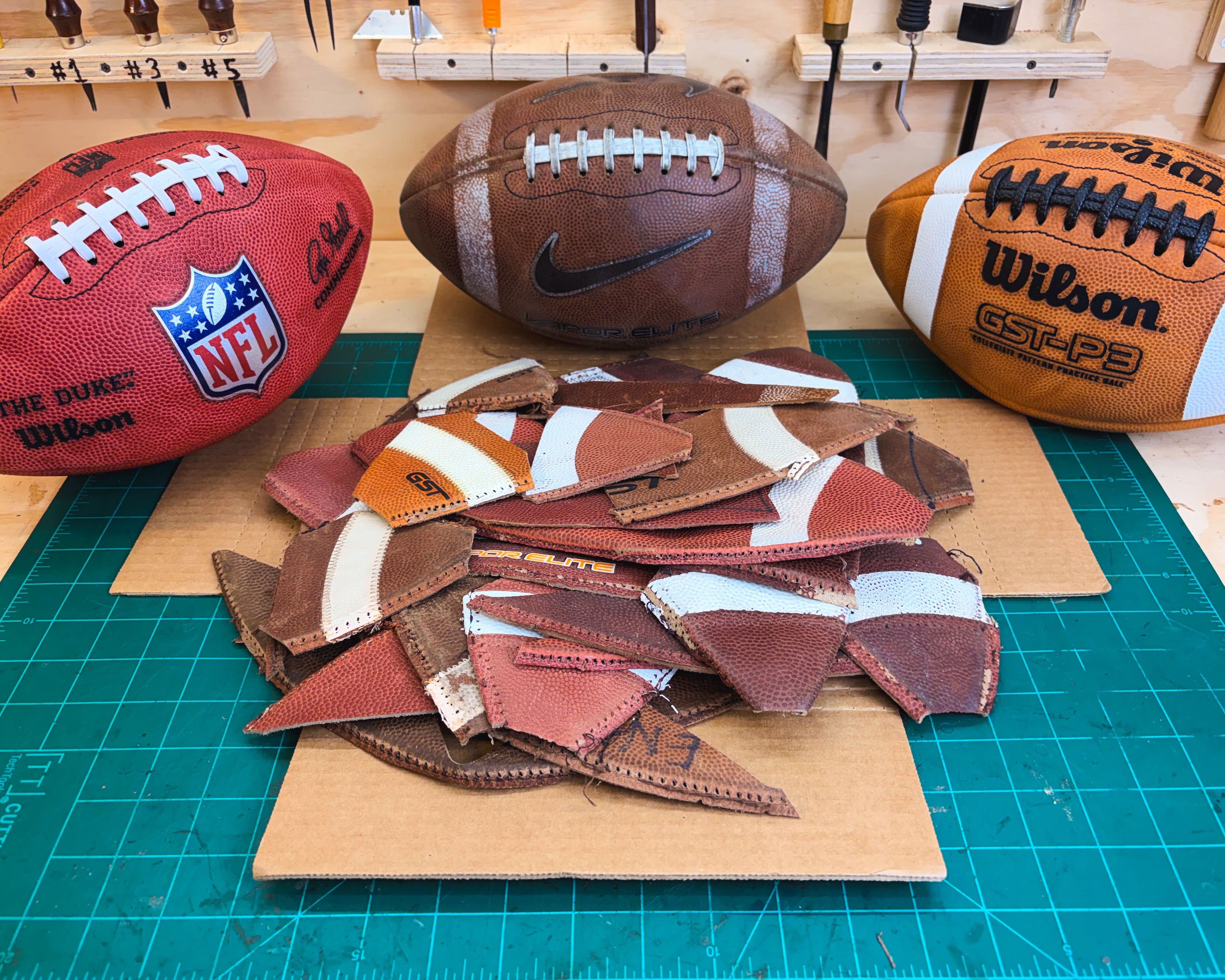 NCAA & NFHS Game-Used Football Scraps - 1 lb Variety Box
