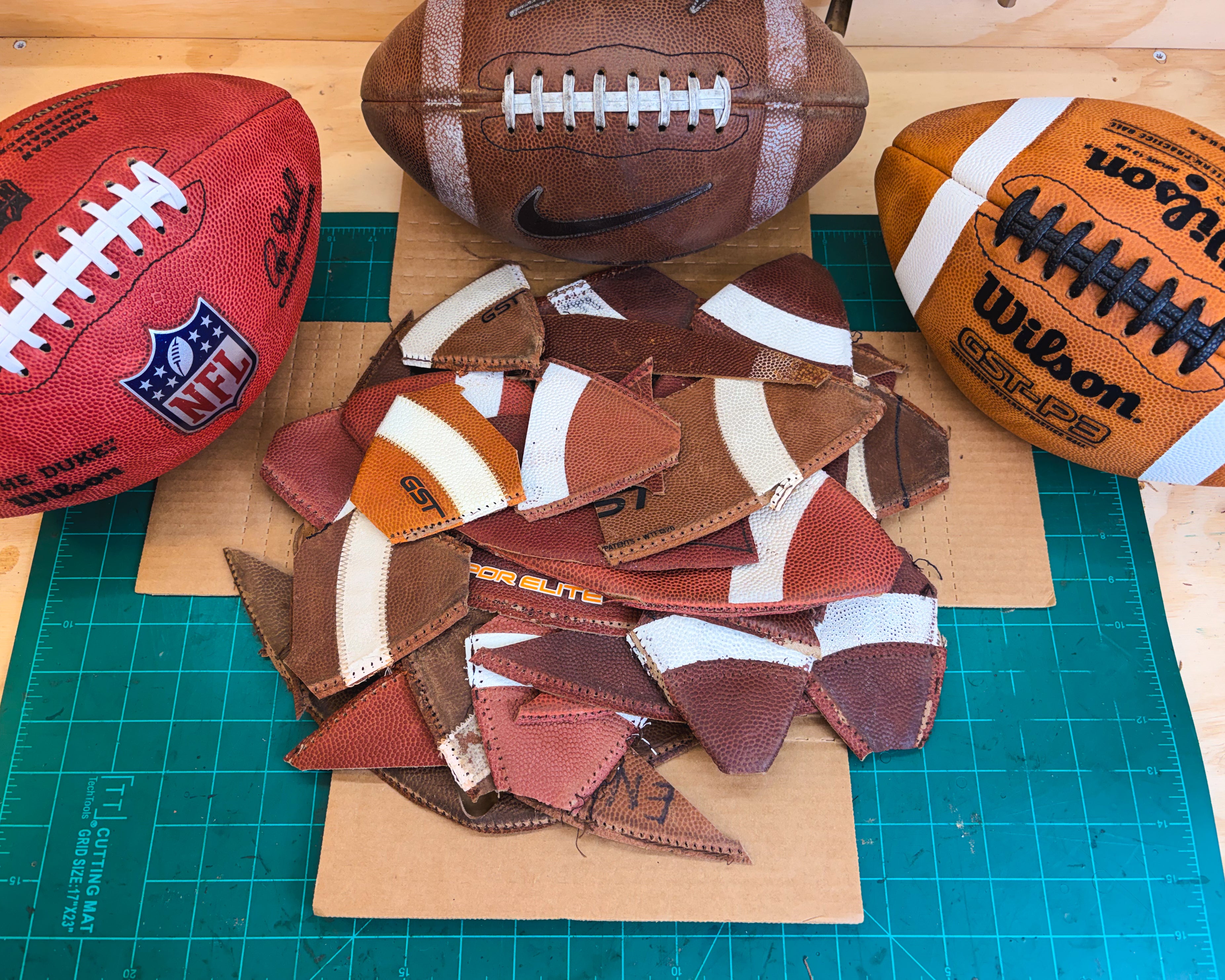 NCAA & NFHS Game-Used Football Scraps - 1 lb Variety Box