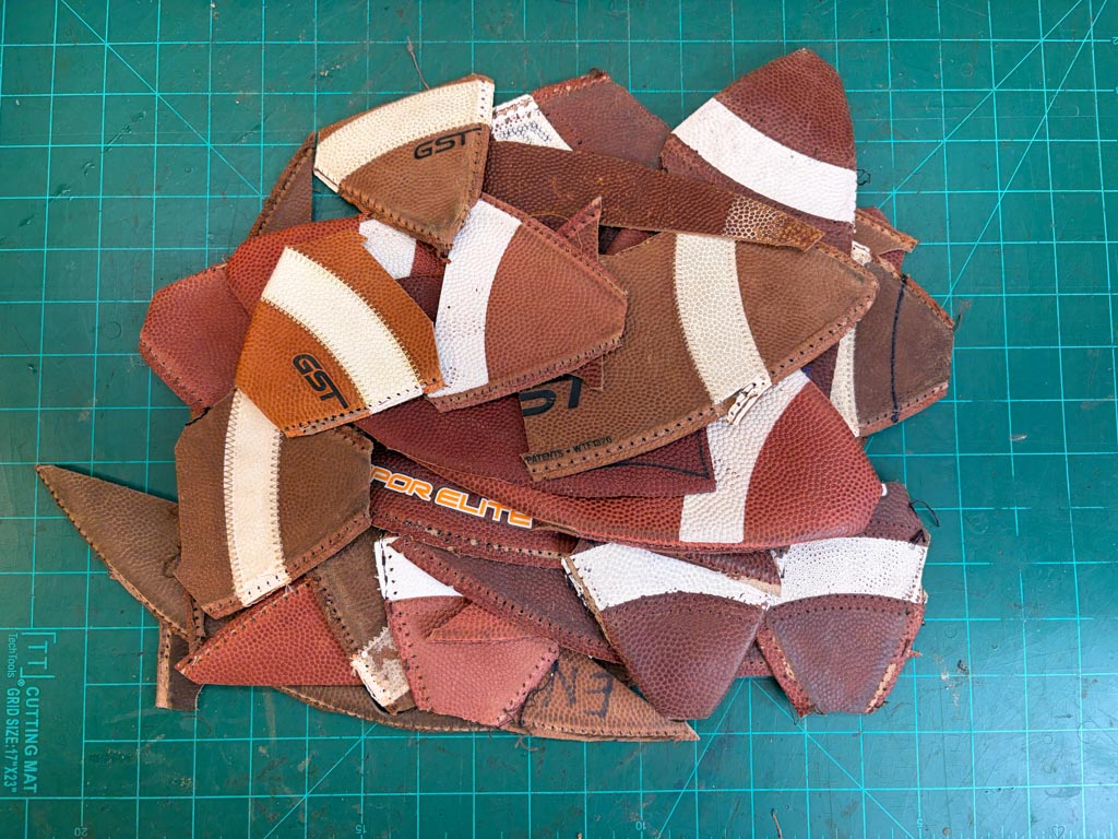 NCAA & NFHS Game-Used Football Scraps - 1 lb Variety Box