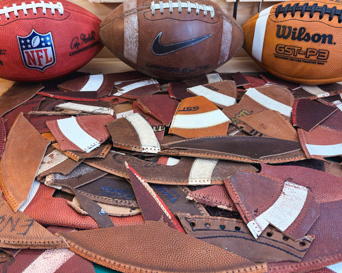 NCAA & NFHS Game-Used Football Scraps - 1 lb Variety Box